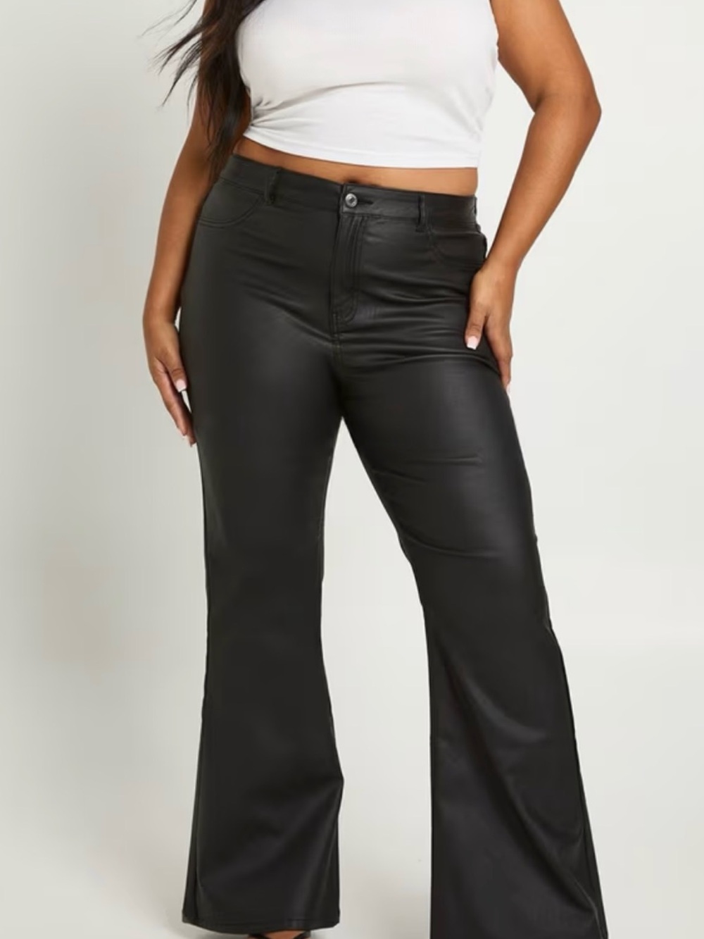 Plus size Black Faux Leather Flare Pants by Sofia Vergara Size 20 NWT. Smooth.